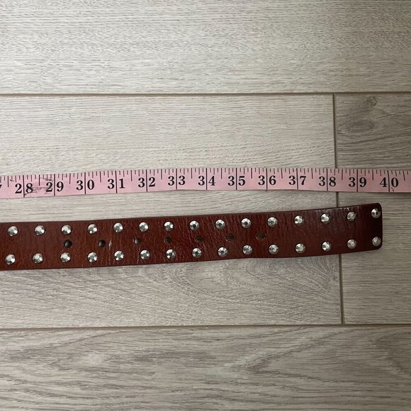 Michael Kors Leather Rica Studded Belt Women's Size Medium Dark Brown Western - Picture 9 of 9